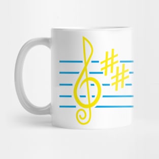 Notes music. Treble clef (color print) Mug